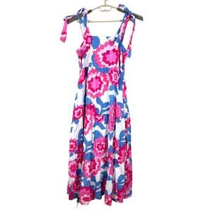 Jude Connally Rose Dress In Blooming Floral Periwinkle Medium Cotton midi maxi